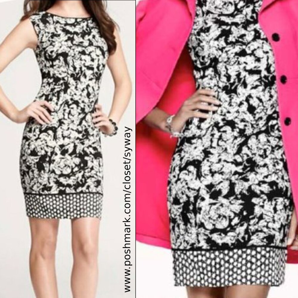 Ann Taylor Floral and Polka Dot Moonglow Sheath Dress